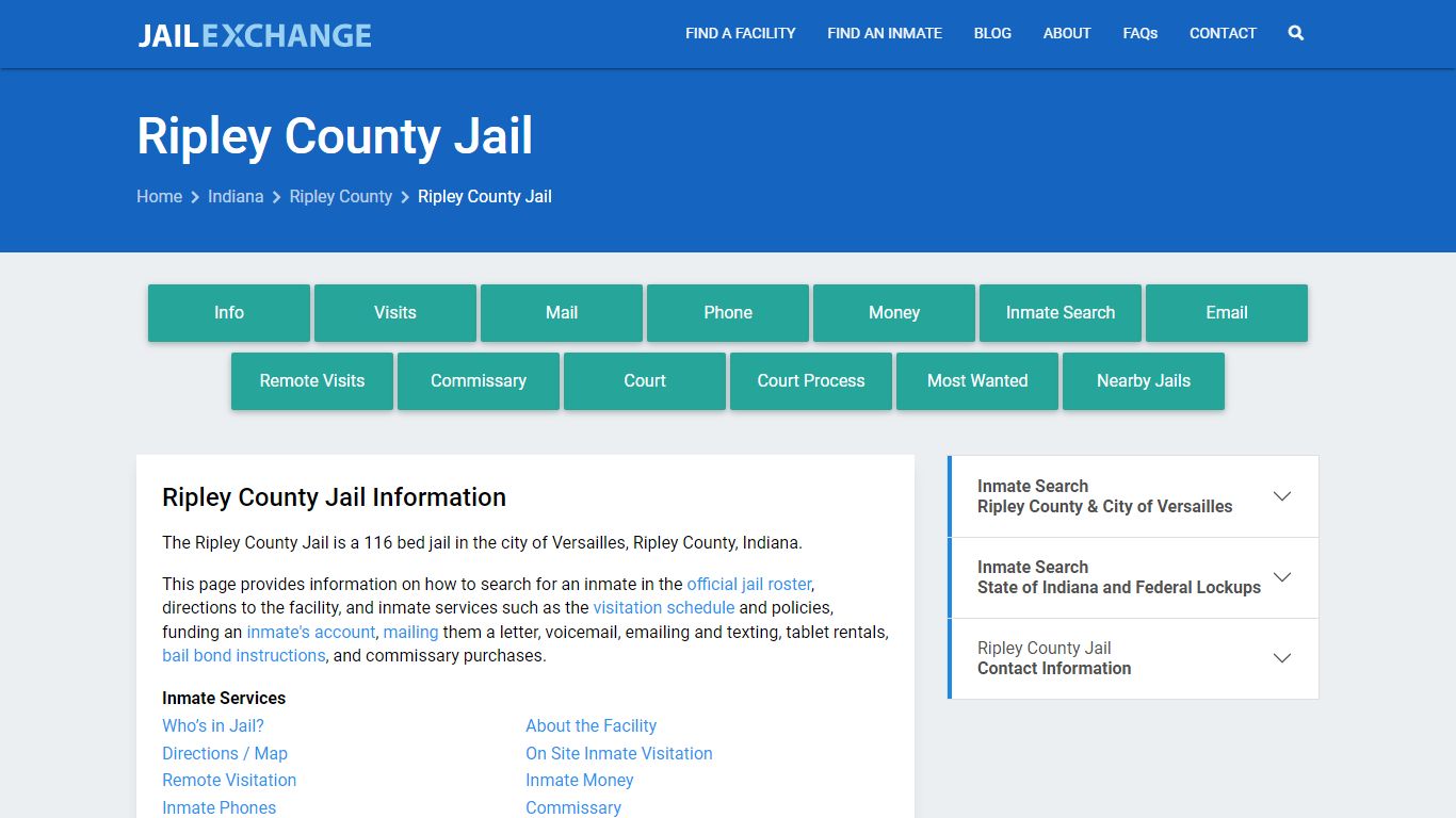 Ripley County Jail, IN Inmate Search, Information